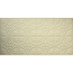 Dimensions 2 ft. x 4 ft. Glue Up Tin Ceiling Tile in Creme