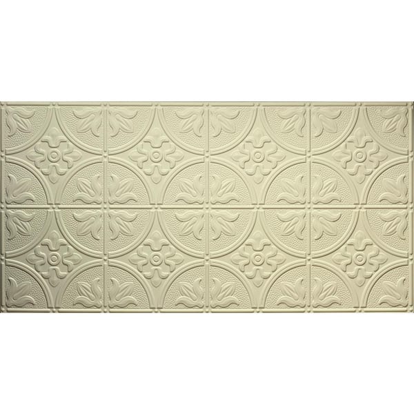 Ft Glue Up Tin Ceiling Tile In Creme, Faux Tin Ceiling Panels Home Depot
