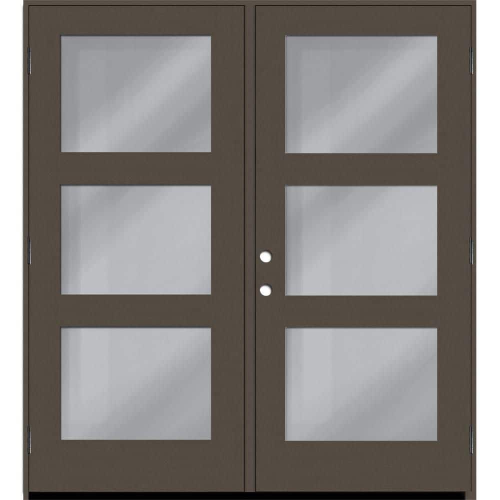 Regency 60 in. x 80 in. Modern 3L Equal Clear Glass Ashwood LHOS Stained Fiberglass Retro Patio Door with 4 in. Jamb price history on PriceWatchPro