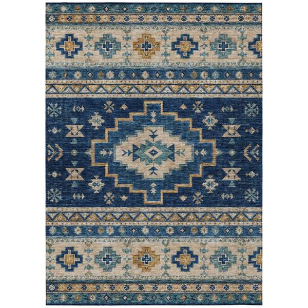 Chantille Machine Washable Indoor/Outdoor Abstract ACN3125 Navy 3 ft. x 5 ft. Area Rug