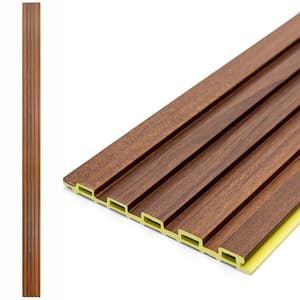 0.31 in. x 0.5 ft. x 8 ft. Teak Slat Decorative Wall Paneling for Interior Wall Decor, TV Background (32 sq. ft./Case)