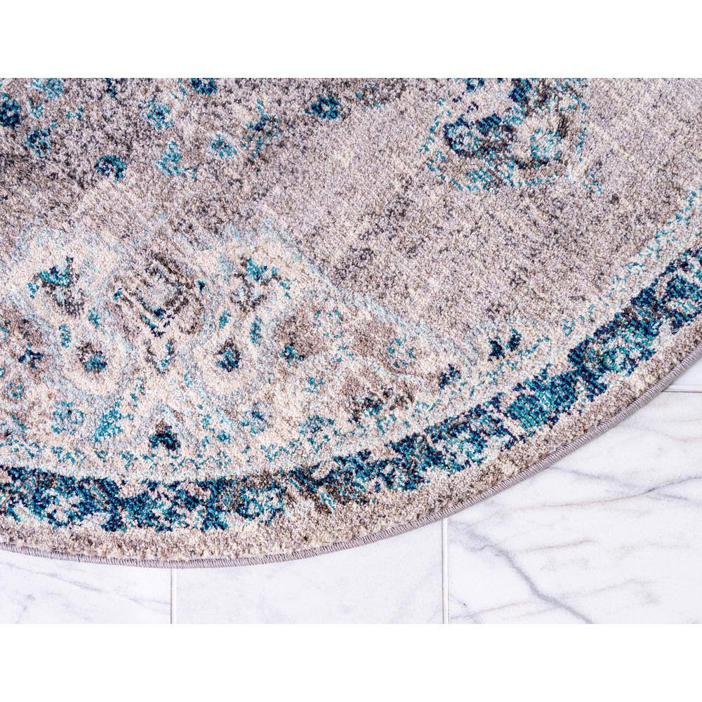 Medallion Grace Gray Synthetic 6 ft. Round Rug