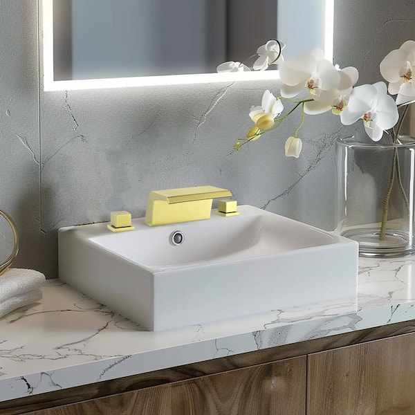 8 in. Widespread Double Handle Bathroom Faucet in Gold