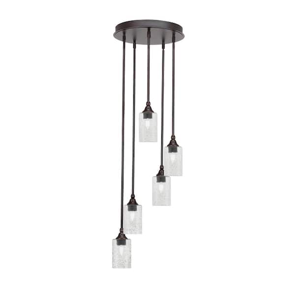 Unbranded Villa 5 Light Dark Granite Pendant, Cluster Pendant Light with 4 in. Smoke Bubble Glass Shades, No Bulbs Included