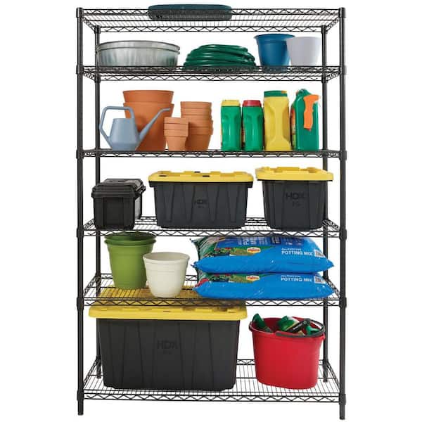 HDX Steel Wire 6-Shelf Adjustable Garage Storage Shelving Unit in
