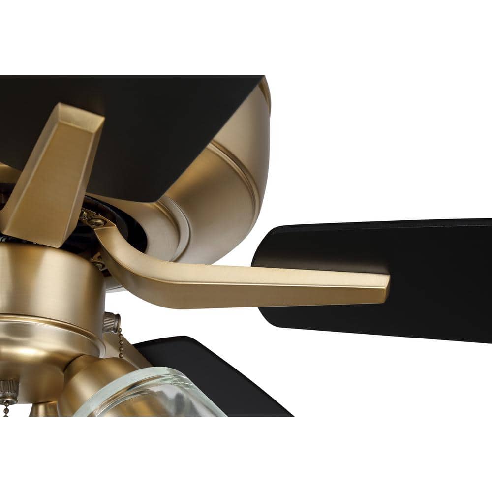 Satin Brass 52'' Ceiling Fan with Reversible Black Walnut Blades