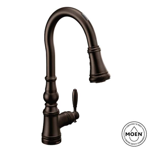 Weymouth Single-Handle Smart Touchless Pull Down Sprayer Kitchen Faucet with Voice Control and Power Boost in Bronze