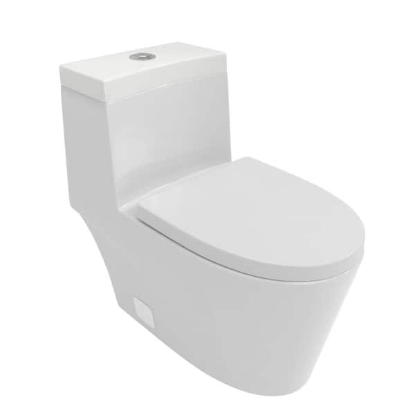 1-piece 1.1/1.6 GPF Dual Flush Elongated Toilet in White Seat Included