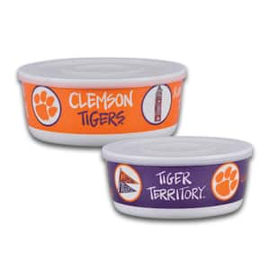 Clemson 7.5 in. 16 fl.oz Assorted Colors Melamine Serving Bowls Set of 2 with Lids