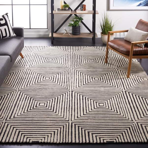 Metro 9 ft. x 12 ft. Black/Beige Geometric Area Rug