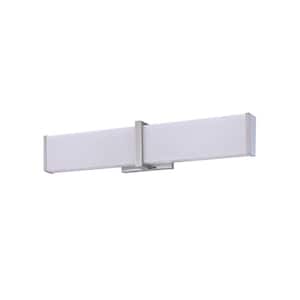 ANGLES 24 in. 1 Light Chrome, White LED Vanity Light Bar with White Acrylic Shade