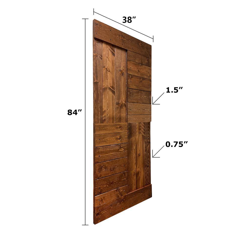 Dark Walnut Solid Wood Sliding Barn Door Kit with Matte Black Hardware
