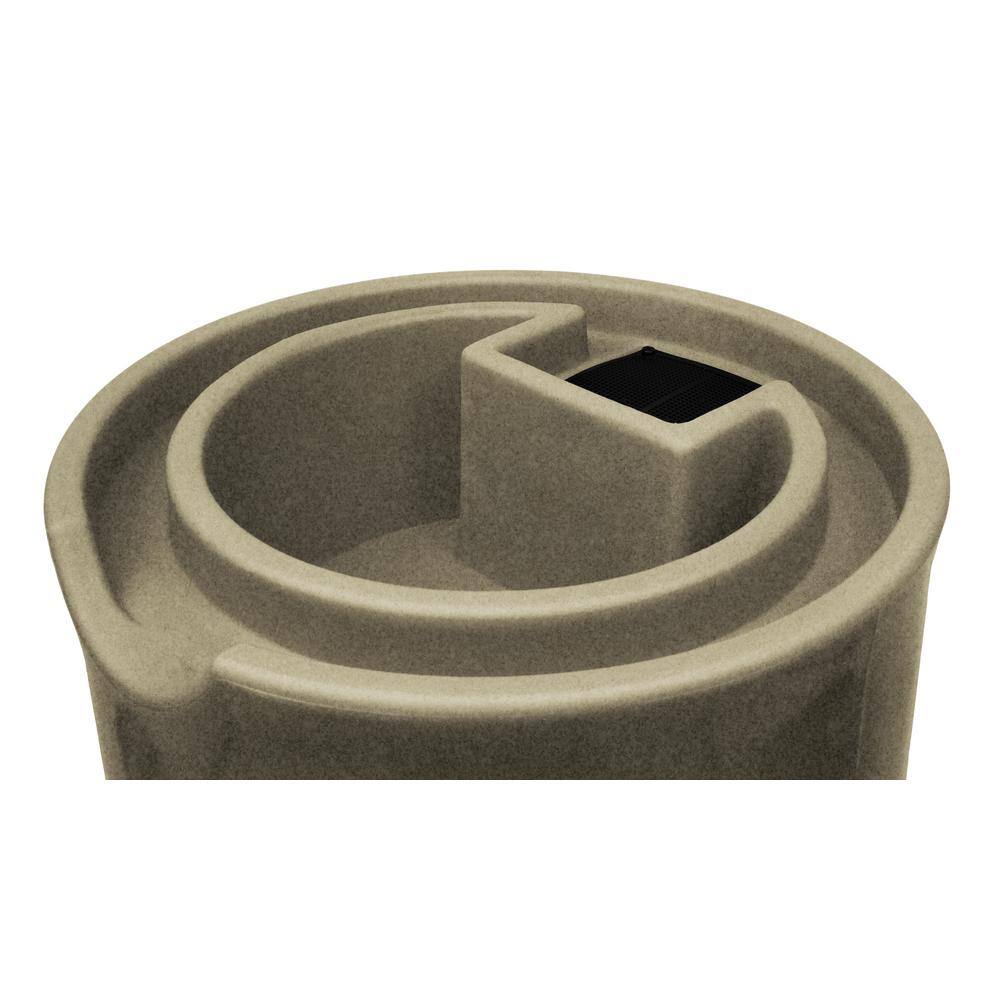 Sandstone 50 Gallon Reflective Planter Rain Barrel with Brass Spigots