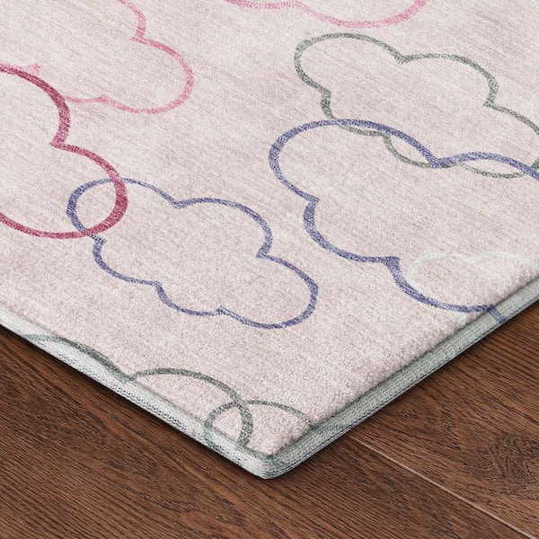 Mayfield Premium Machine Washable Abstract AMF2508 Pink 9 ft. x 12 ft. Area Rug