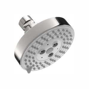 3-Spray 4 in. Single Wall Mount Fixed Adjustable Shower Head in Chrome