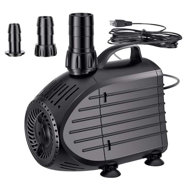 1200GPH Ultra Quiet Submersible Fountain Pump with Dry Burning Protection in Black for Pond, Fountains, Waterfall