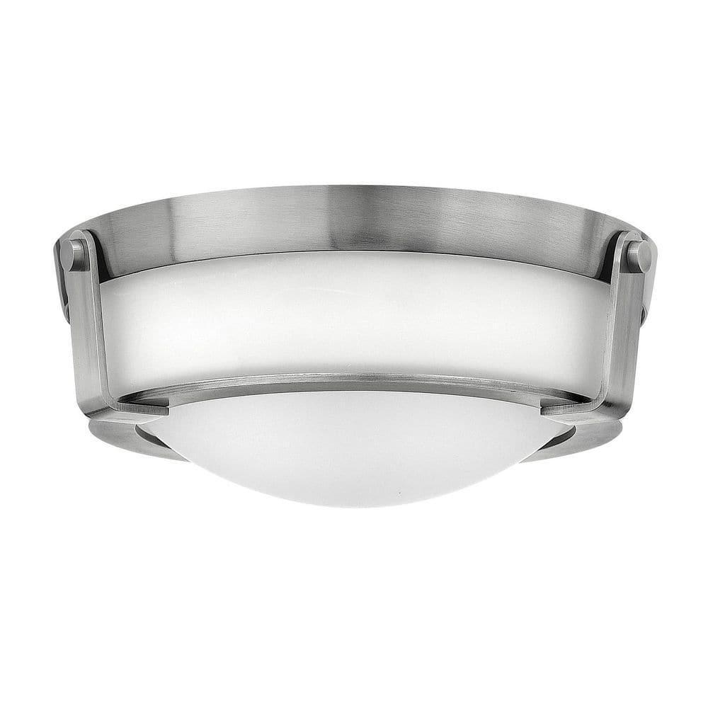 Elegant Antique Nickel 13" LED Flush Mount with Etched Glass