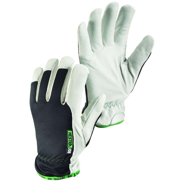 Hestra JOB Kobolt Winter Size 8 Medium Cold Weather Goatskin Leather Glove in White and Black