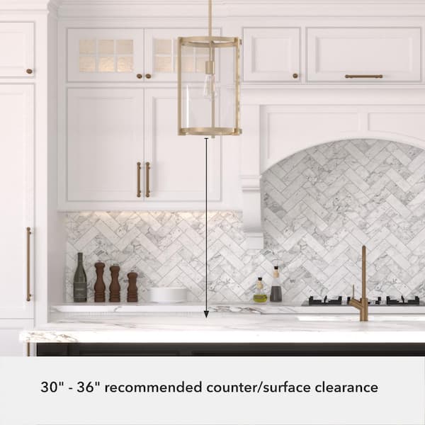 Hunter - Astwood 1-Light Alturas Gold Island Pendant Light with Clear Glass Shade Dining Room Light