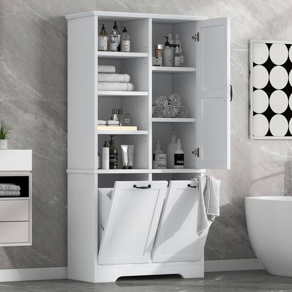 Costway 14-in W x 31-in H Wood Composite White Freestanding Utility Storage Cabinet