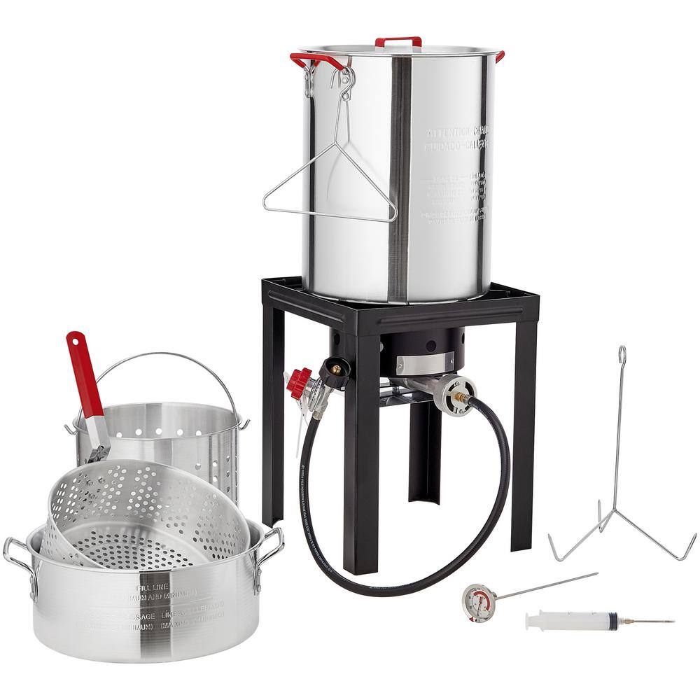 VEVOR VEVOR Premium Aluminum 30 Qt. Turkey Fryer And 10 Qt. Fish Fryer Boiler Steamer Set