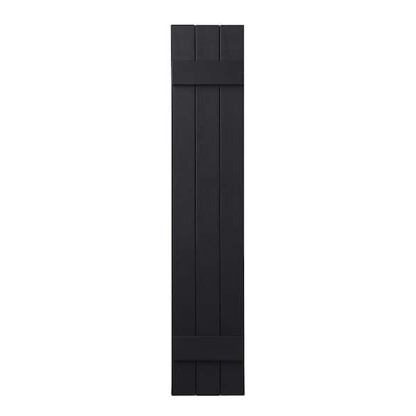 Ply Gem 11 in. x 47 in. Polypropylene Plastic 3-Board Closed Board and Batten Shutters Pair in Black