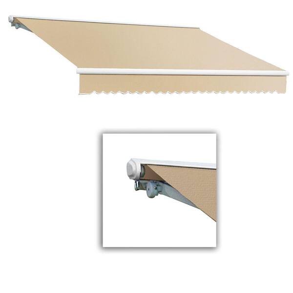 AWNTECH 8 ft. Galveston Semi-Cassette Right Motor with Remote Retractable Awning (84 in. Projection) in Linen