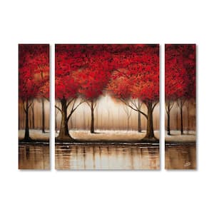 Trademark Fine Art Parade of Red Trees by Rio Print Hidden Framed