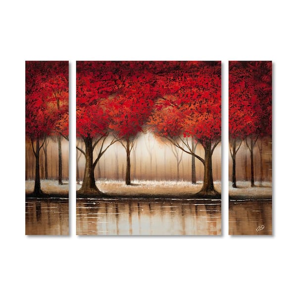 Trademark Fine Art 24 in. x 32 in. "Parade of Red Trees" by Rio Printed Canvas Wall Art