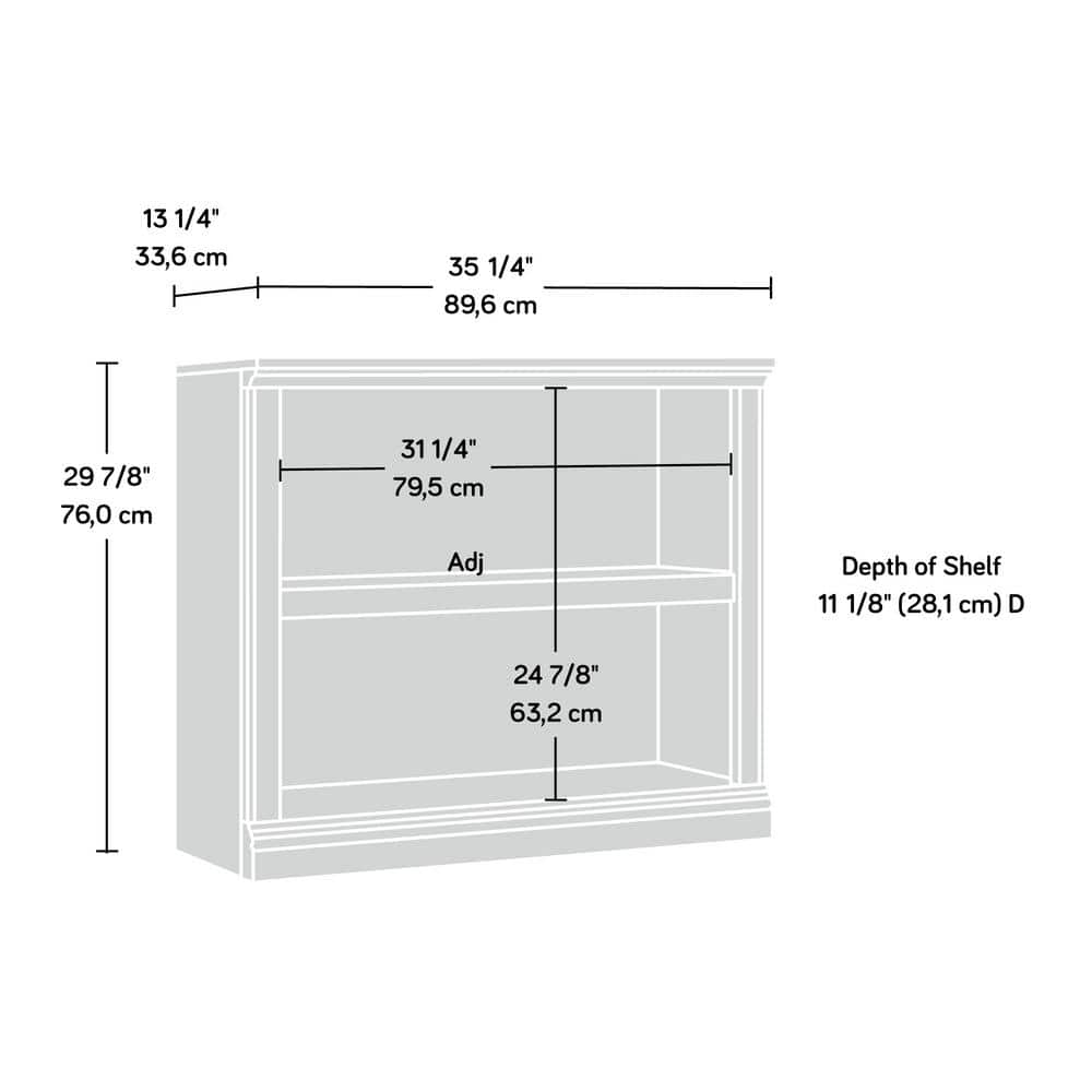 Adjustable Chalked Chestnut Wood 2-Shelf Bookcase