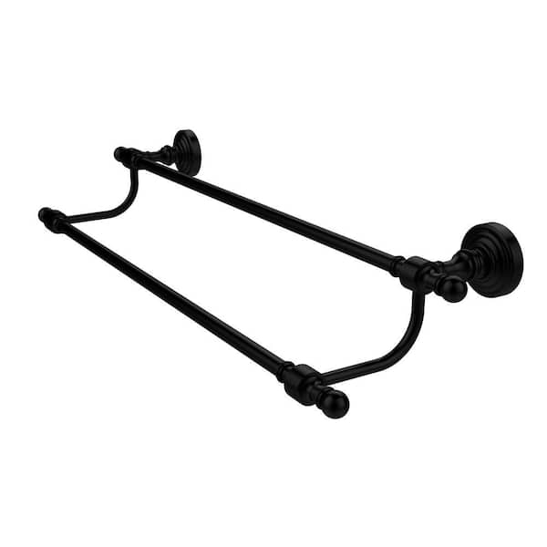 Allied Brass Retro Wave Collection 30 in. Double Towel Bar in Matte Black