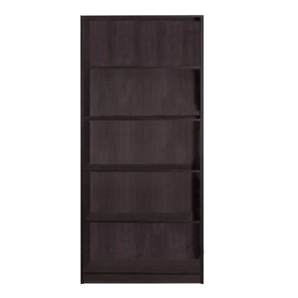 Benjara Spacious 70.75 in. H Dark Brown Wood Bookcase with 5Open