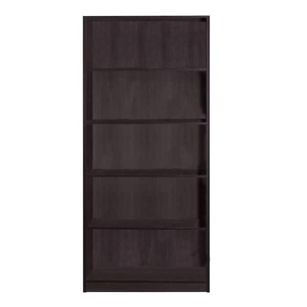Benjara Spacious 70.75 in. H Dark Brown Wood Bookcase with 5-Open ...