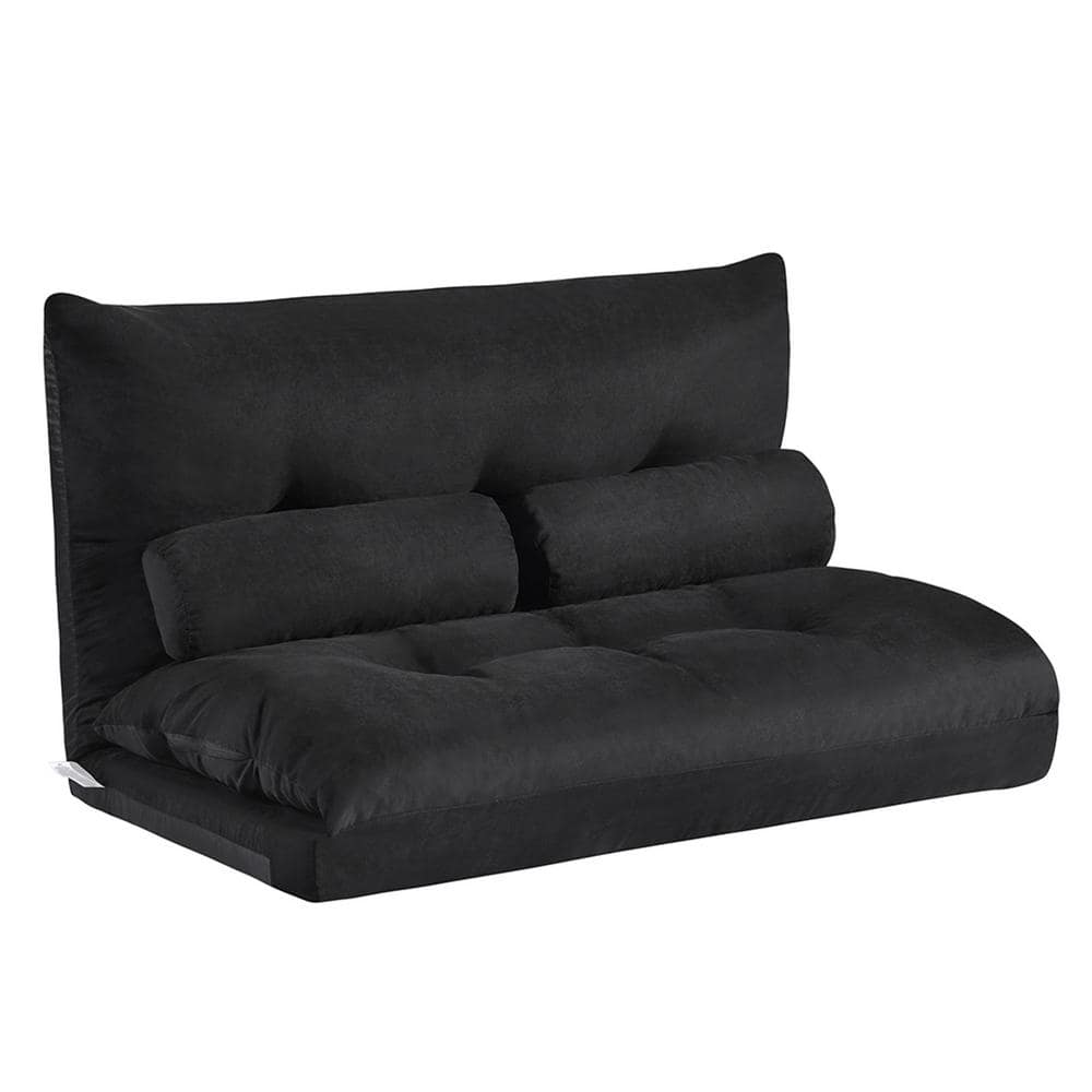 LZ LEISURE ZONE Lazy Sofa Bed Adjustable Floor Sofa, Foldable Gaming Sofa  Mattress Futon Couch Bed with 2 Pillows (Black)