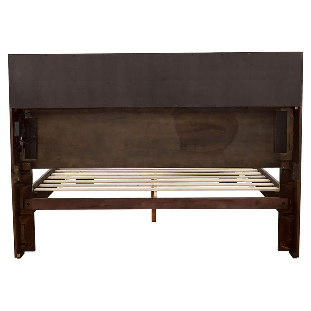 Majestic Cappuccino Queen Bed with Cubby Storage Headboard