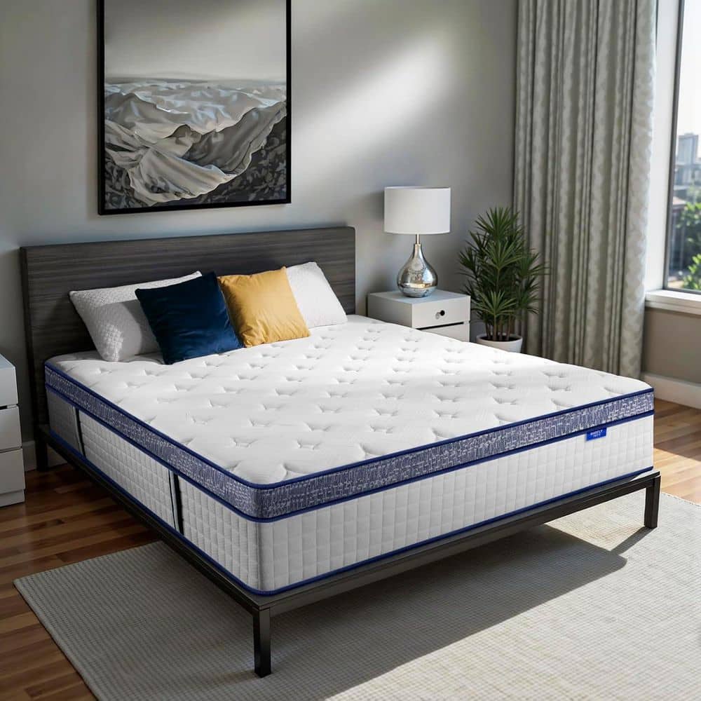 BURFLY1977 Full Size Medium Hybrid Memory Foam 12 in. Individual Pocket Spring Support and Breathable Mattress