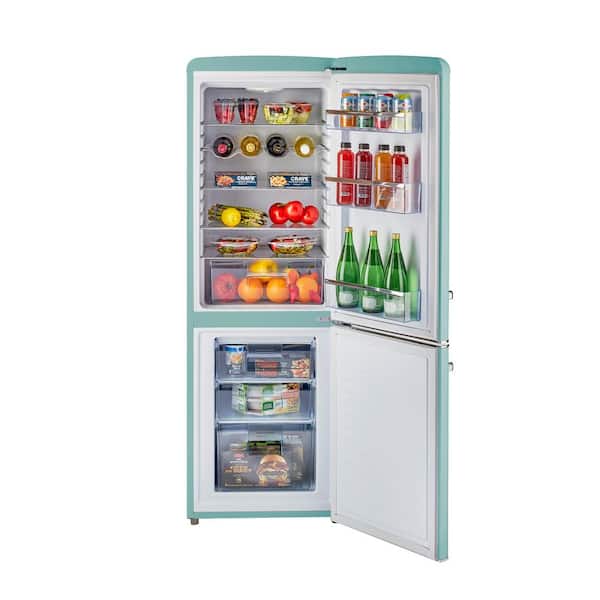 Classic Retro 21.6 in. 7 cu. ft. Retro Bottom Freezer Refrigerator in Ocean Mist Turquoise, ENERGY STAR