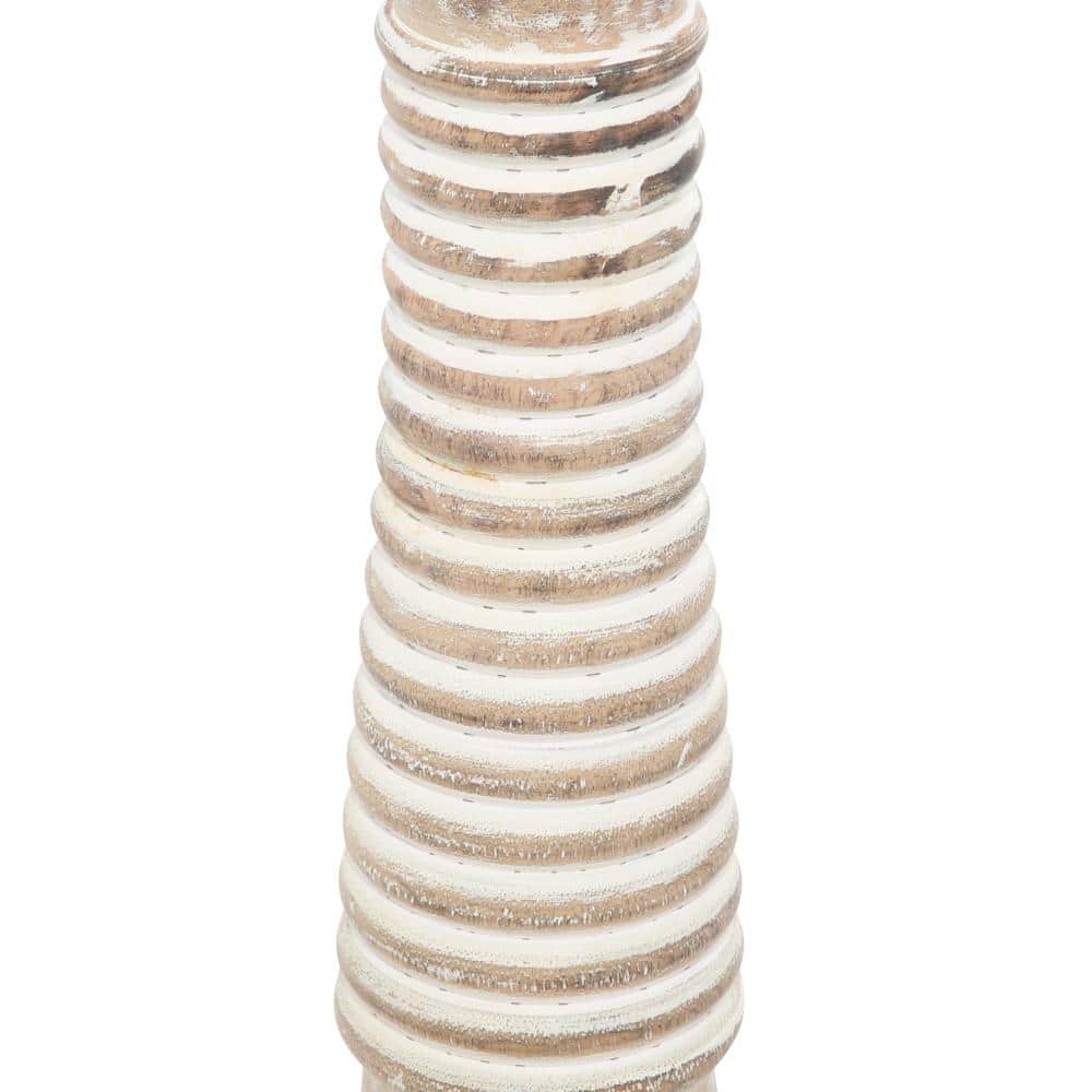 Elegant Rustic Wood Pillar Candlestick Trio, 18" Height