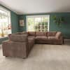J&E Home 118 in. Brown Rabbit Plush Modular Sectional Sofa