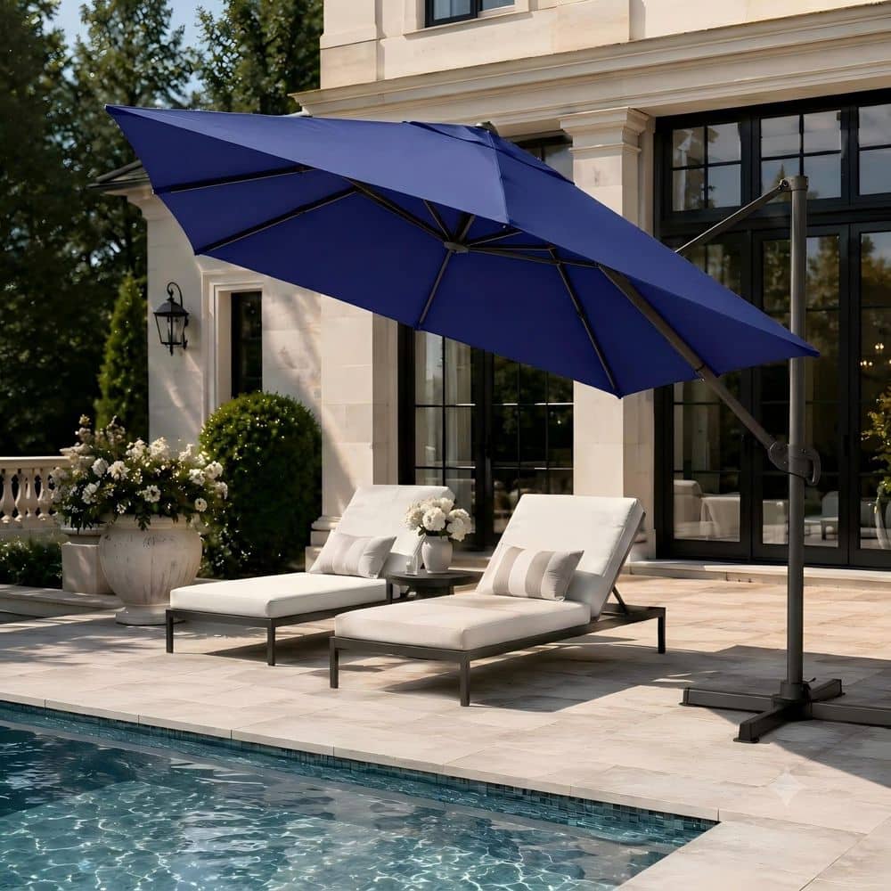 cantilever patio umbrellas on sale 11x11ft Backyard Telescopic Umbrella, Extra Large Umbrella, Turquoise Blue degree rotation by foot pedal Durable Best Choice Products 10ft 360