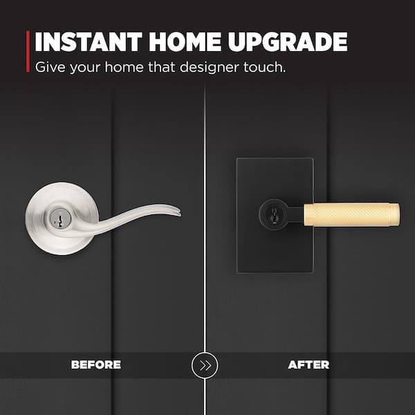 Kwikset Prava Matte Black Satin Brass Keyed Entry Door Handle