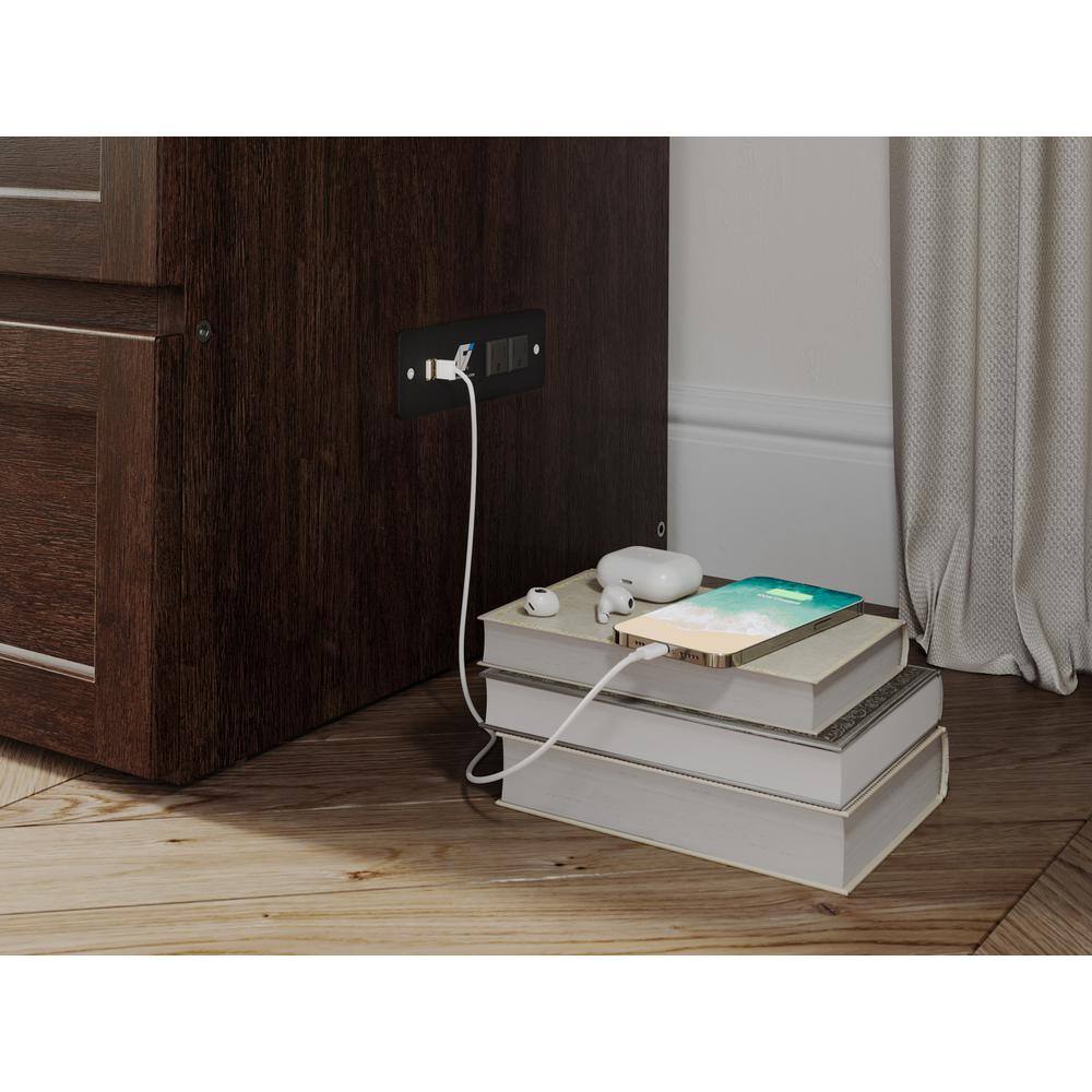 White Twin Murphy Bed Chest with Storage Drawer