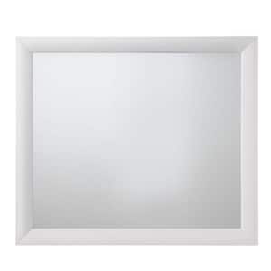 39 in. W x 35 in. H Wooden Frame White and Silver Wall Mirror