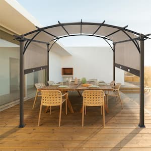 11.4 ft. x 11.4 ft. Outdoor Pergola with Retractable Textilene Sun Shade Canopy