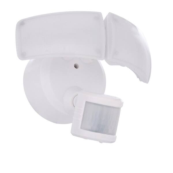 Defiant 180-Degree White Motion Activated Outdoor LED Twin Head Flood Light 