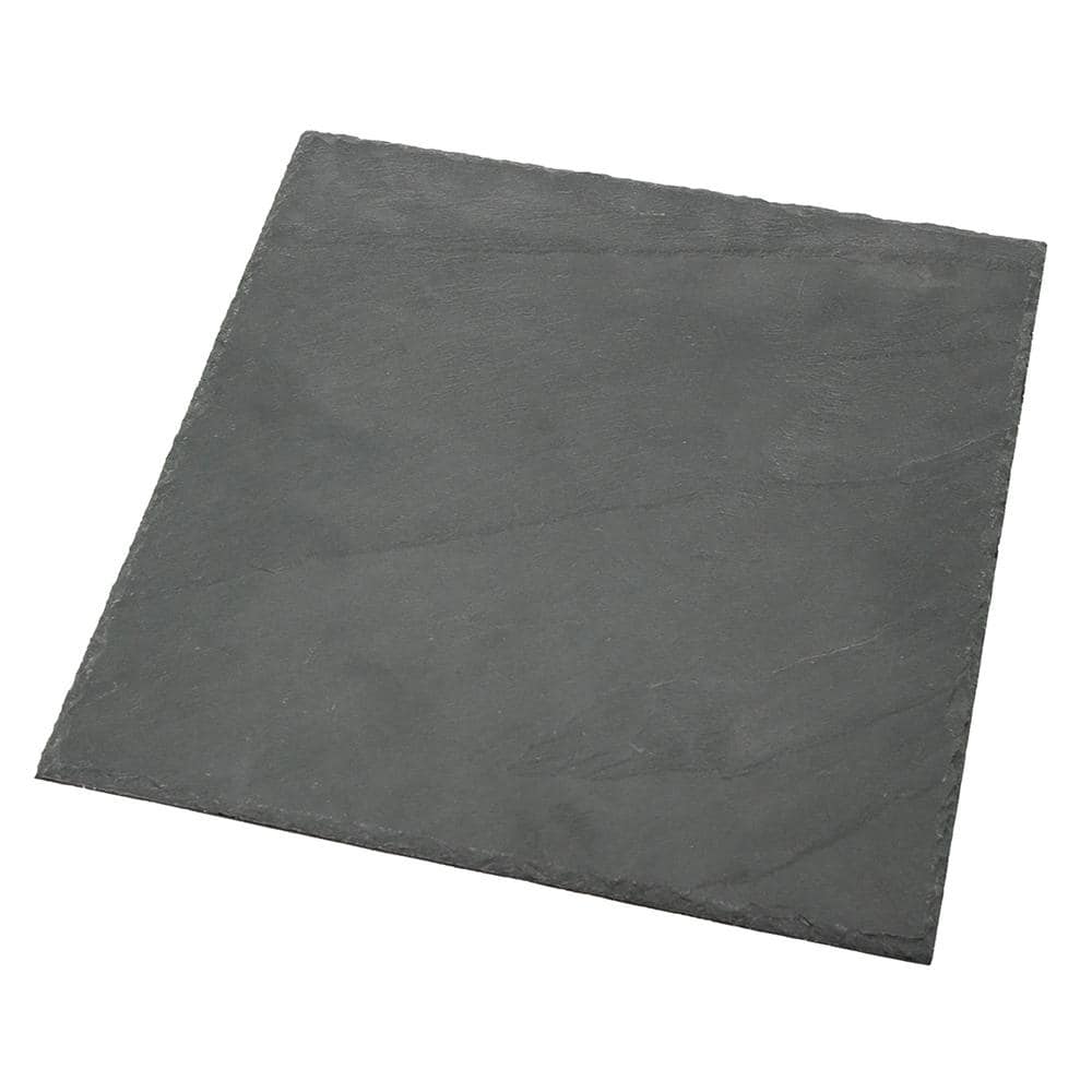 Creative Home Natural Slate Black Stone 12 in. x 12 in. Square Serving Board Cheese Platter Hot Pan Trivet