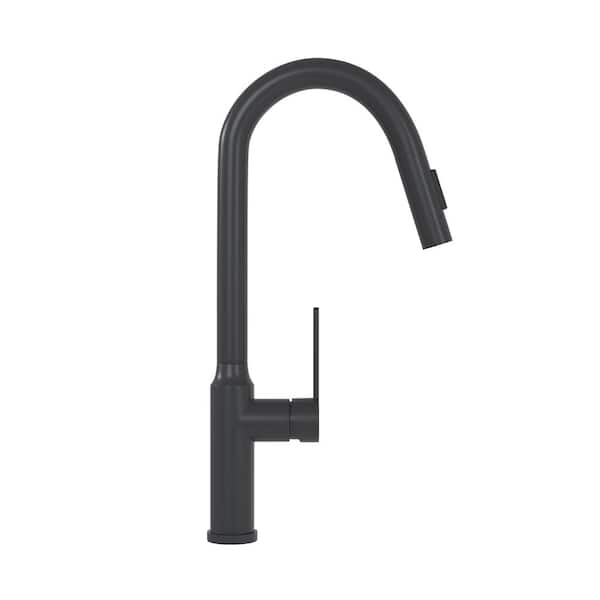 Tahanbath Single Handle Pull Down Sprayer Kitchen Faucet in Matt Black