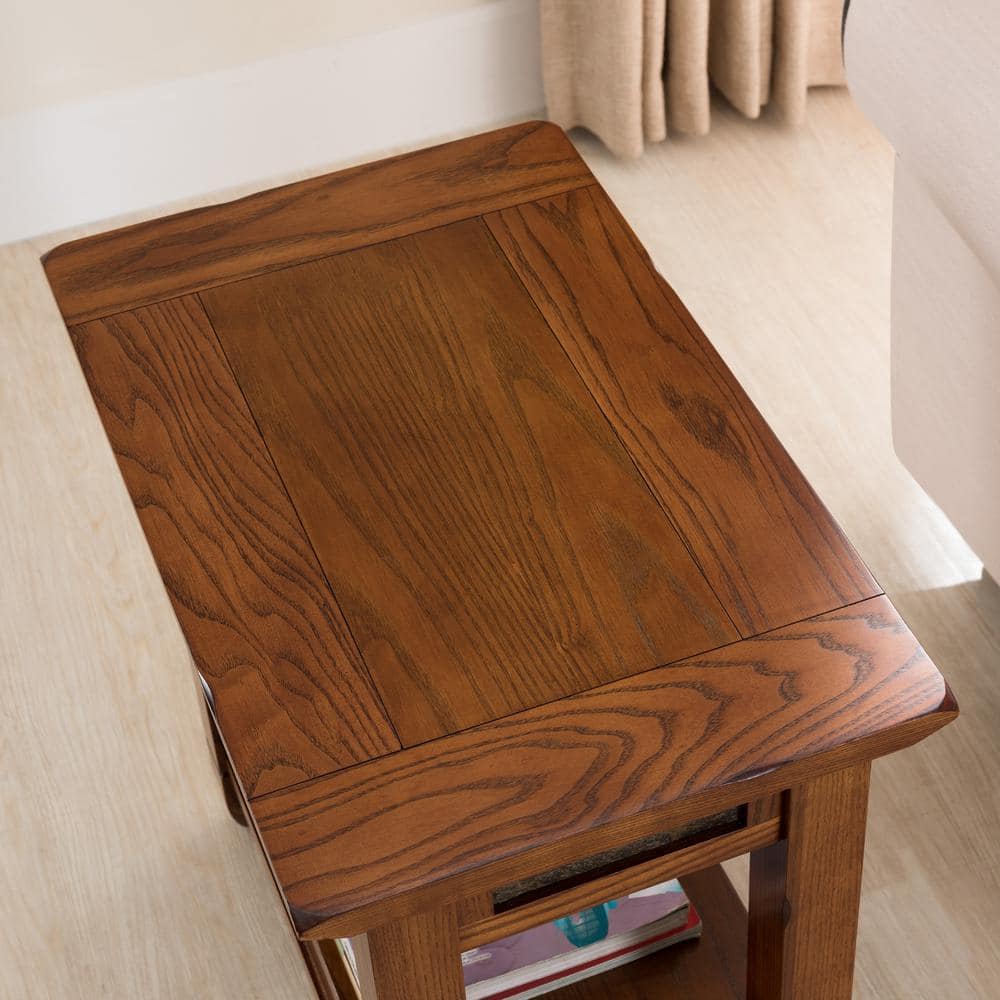 Rustic Oak and Slatestone Square Chairside End Table