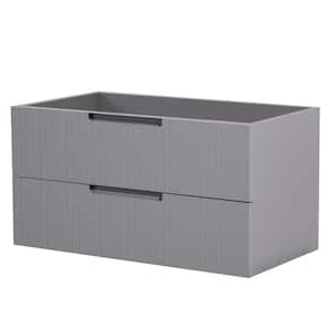 35.2 in. D x 17.9 in. W x 18.5 in. H MDF Floating Bath Vanity Cabinet Without Top in Gray with 2-Drawers