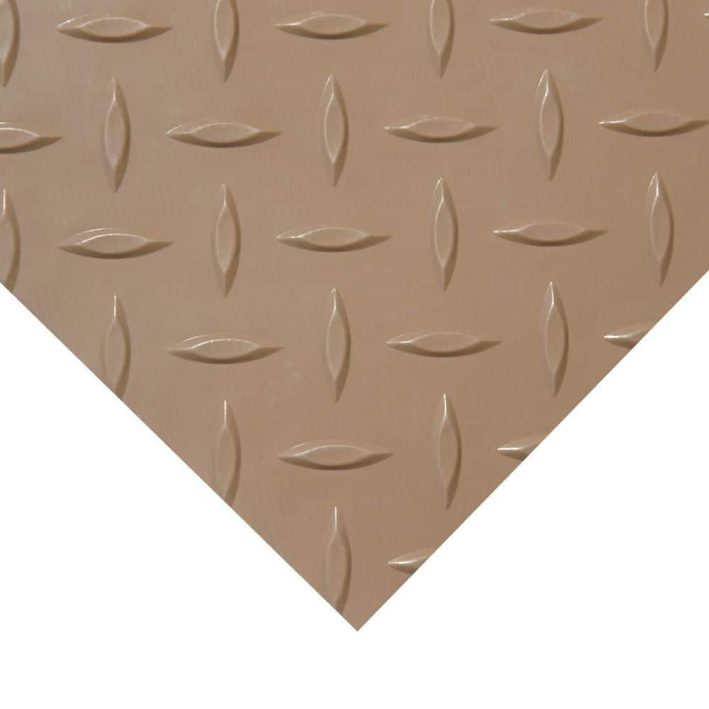 Beige Diamond Plate PVC Flooring Roll 4' x 8'